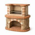 Barbecue de jardin en pierre et brique Dorqelvo, style rustique, avec grille de cuisson, dimensions 120x80x140 cm.