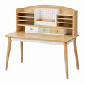 Bureau en bois naturel blanc et vert avec étagères et rangement, style scandinave, dimensions 120x60x120 cm, marque Dorqelvo