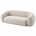 Canapé 3 places en tissu bouclette beige de style organique, dimensions 220 x 95 x 75 cm, par Dorqelvo.