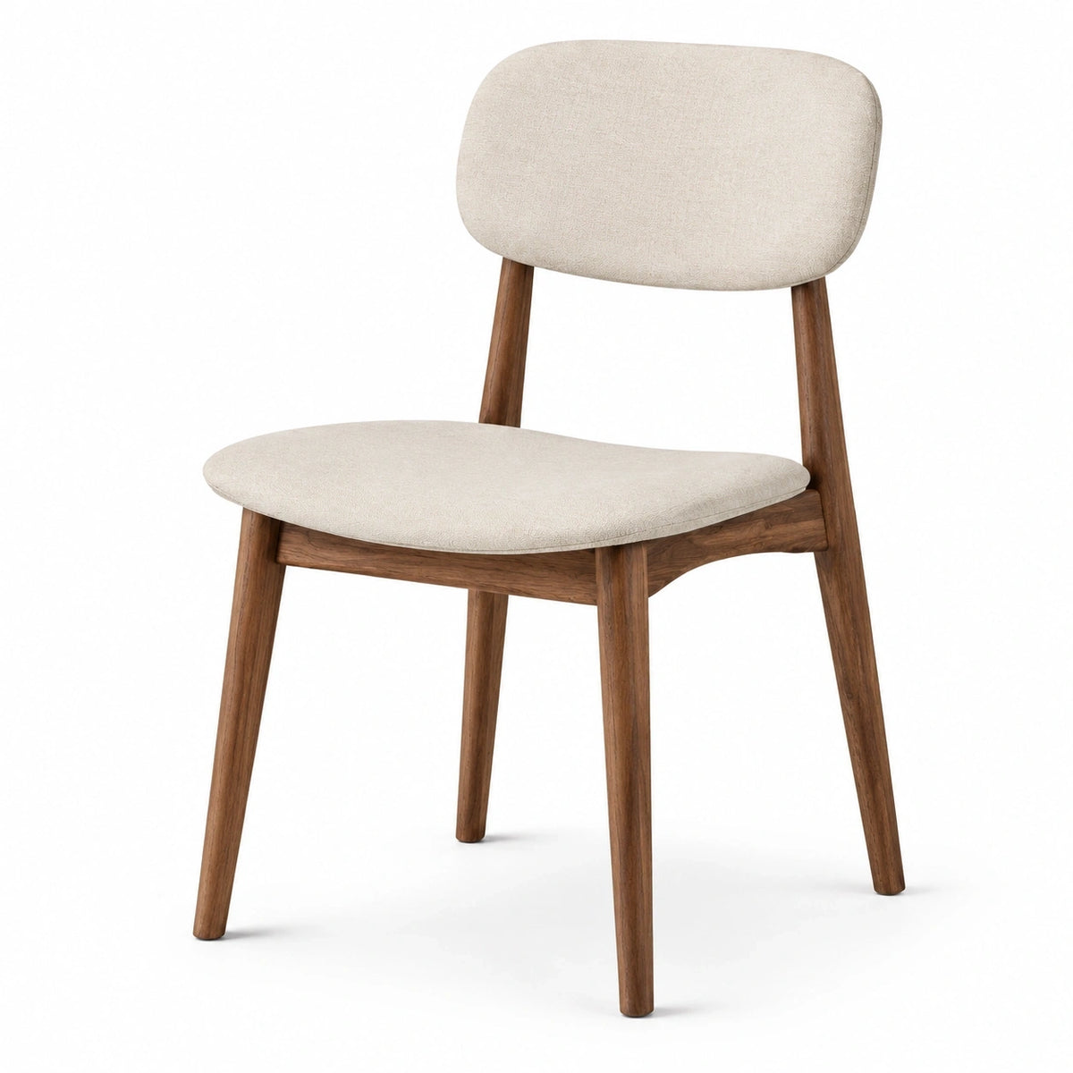 Chaise de salle à manger moderne en bois et tissu beige, dimensions 55x55x80 cm, style élégant et confortable.