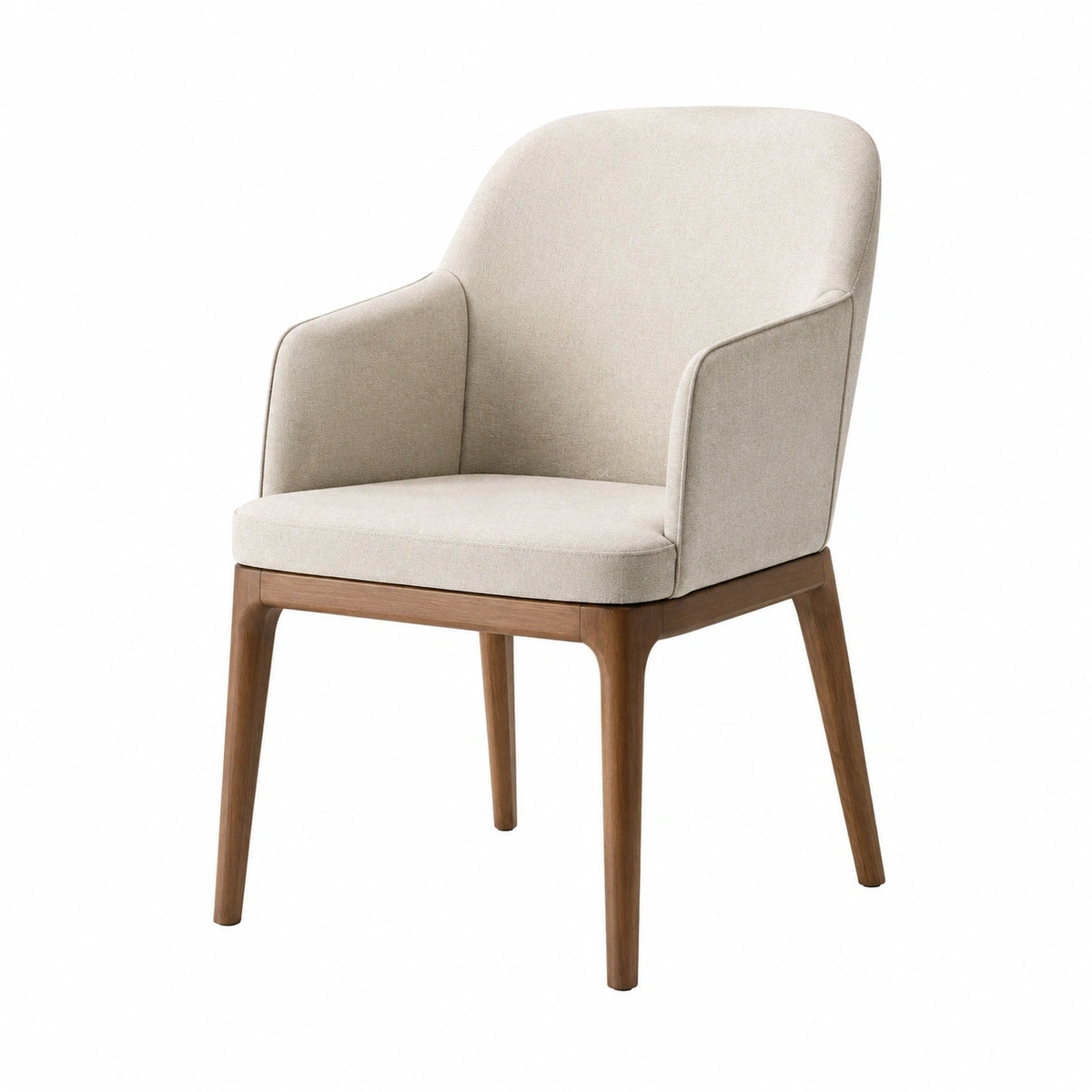 Chaise de salle à manger en tissu beige et bois, style contemporain, dimensions 60x62x86 cm, par Dorqelvo.