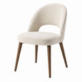 Chaise de salle à manger en tissu bouclette beige avec pieds en bois, dimensions 53x58x80 cm, modèle Dorqelvo.