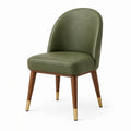 Chaise de salle à manger verte olive en revêtement aspect cuir avec pieds en bois, dimensions 53x60x86 cm, marque Dorqelvo